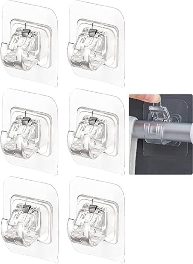 SunBurn by Styli SunBurn No Drill Curtain Rod Brackets No Drilling Self Adhesive Holder Hooks Nail Free Adjustable Hooks Curtain Hangers for Bathroom Kitchen Home Bathroom and Hotel (2Pcs, Clear) - Plastic (6PCS) - Image 1