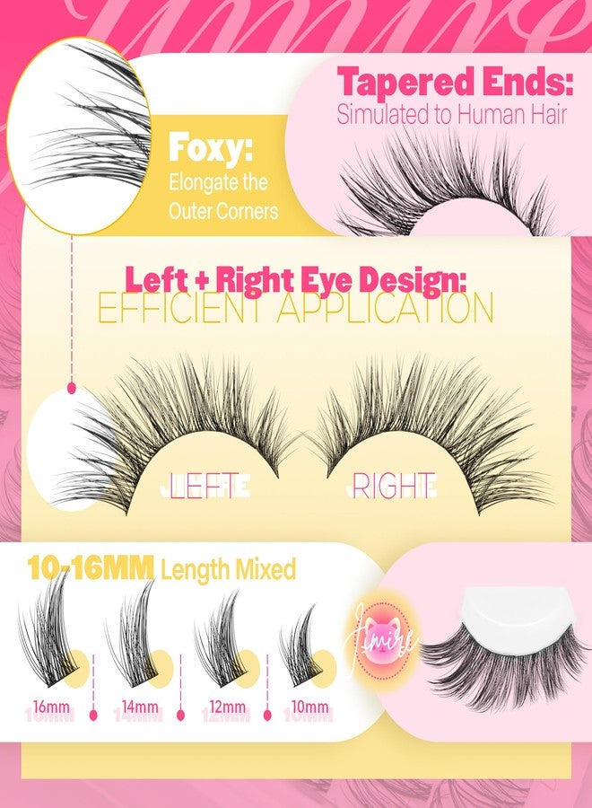 JIMIRE Lash Clusters Wispy Cluster Eyelash Extensions 10-16MM Manga Eyelash Clusters Left Right DIY Lash Extension Soft D Curl Fox Eye Lashes Clusters 132Pcs Anime Individual Lashes - Image 3