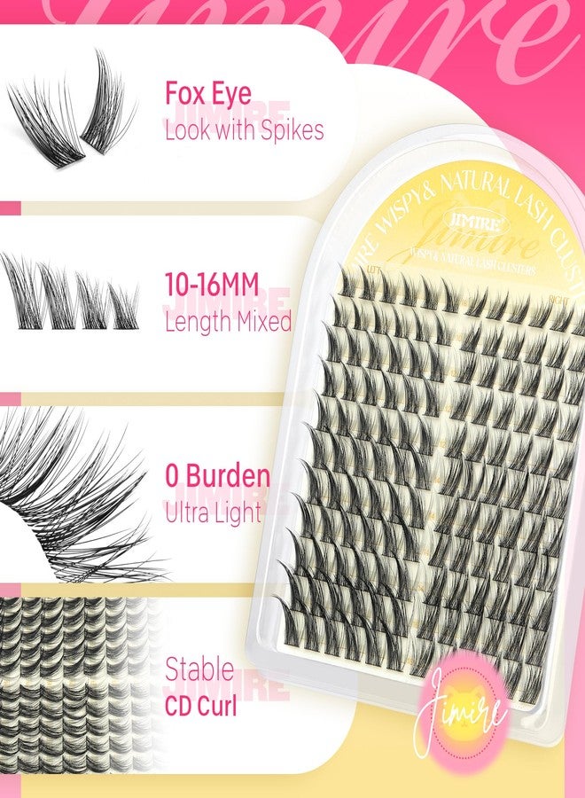 JIMIRE Lash Clusters Wispy Cluster Eyelash Extensions 10-16MM Manga Eyelash Clusters Left Right DIY Lash Extension Soft D Curl Fox Eye Lashes Clusters 132Pcs Anime Individual Lashes - Image 2