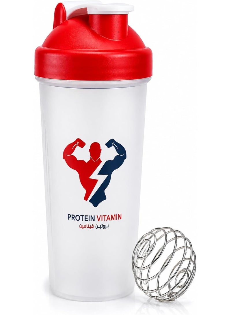ALCOACH Leakproof, BPA-free protein shaker bottle, 600ml sports water bottle for preparing protein shakes (Red) - Image 1