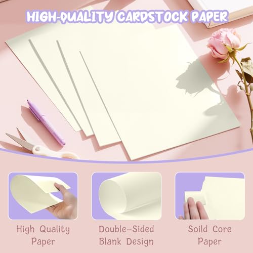 Aidunmis 120 Sheets Cream Cardstock Printer Paper 8.5 x 11, Ivory Cardstock Paper, Construction Paper 8.5 x 11, Card Stock Paper 8.5x11, 200GSM Thick Cardstock for DIY Cards, Greeting Cards, Wedding Invitation - Image 3