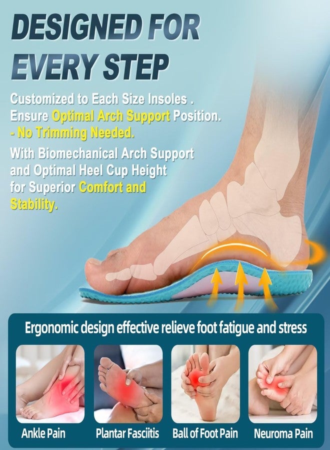 OrthoComfoot Air Cushion Sports Insoles for Running & Basketball - Plantar Fasciitis Relief Arch Support Comfortable Inserts, Athletic Metatarsal, Gel Forefoot & Orthotics for Sneakers, Size 13 Men/ 15 Women - Image 3