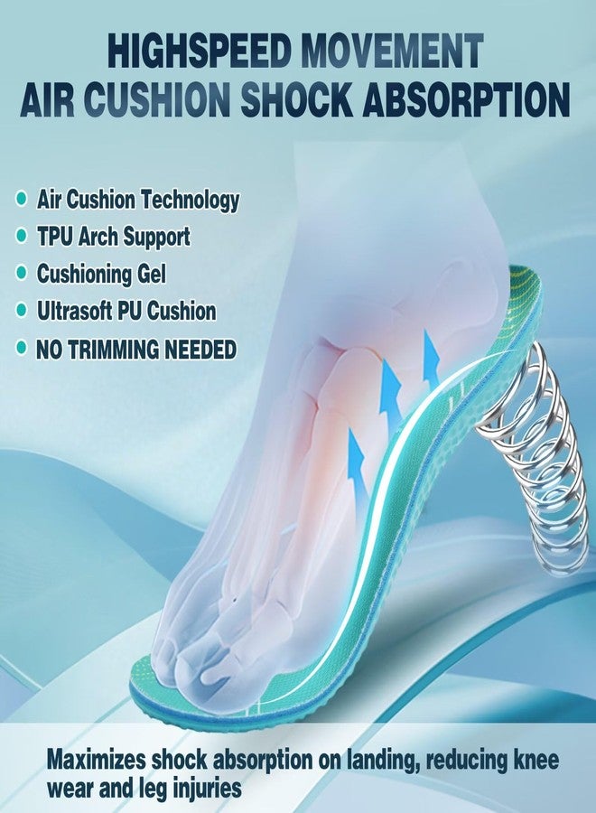 OrthoComfoot Air Cushion Sports Insoles for Running & Basketball - Plantar Fasciitis Relief Arch Support Comfortable Inserts, Athletic Metatarsal, Gel Forefoot & Orthotics for Sneakers, Size 13 Men/ 15 Women - Image 2