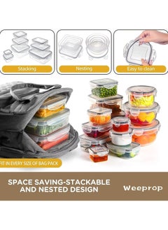 HOPHOP 32-Piece Food Storage Container Set - Airtight Lids, Stackable Plastic Containers  - Image 2