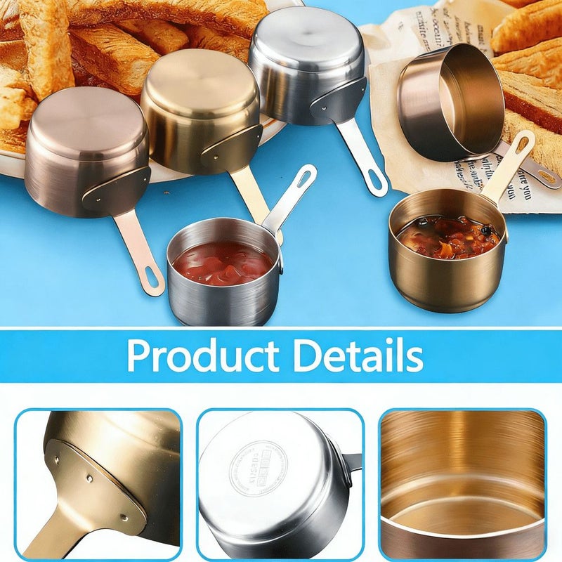 3 Pieces 304 Stainless Steel Saucepan Rustproof Nonstick Interior With Hanging Handle Silvery - Image 3