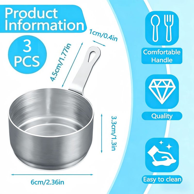 3 Pieces 304 Stainless Steel Saucepan Rustproof Nonstick Interior With Hanging Handle Silvery - Image 2