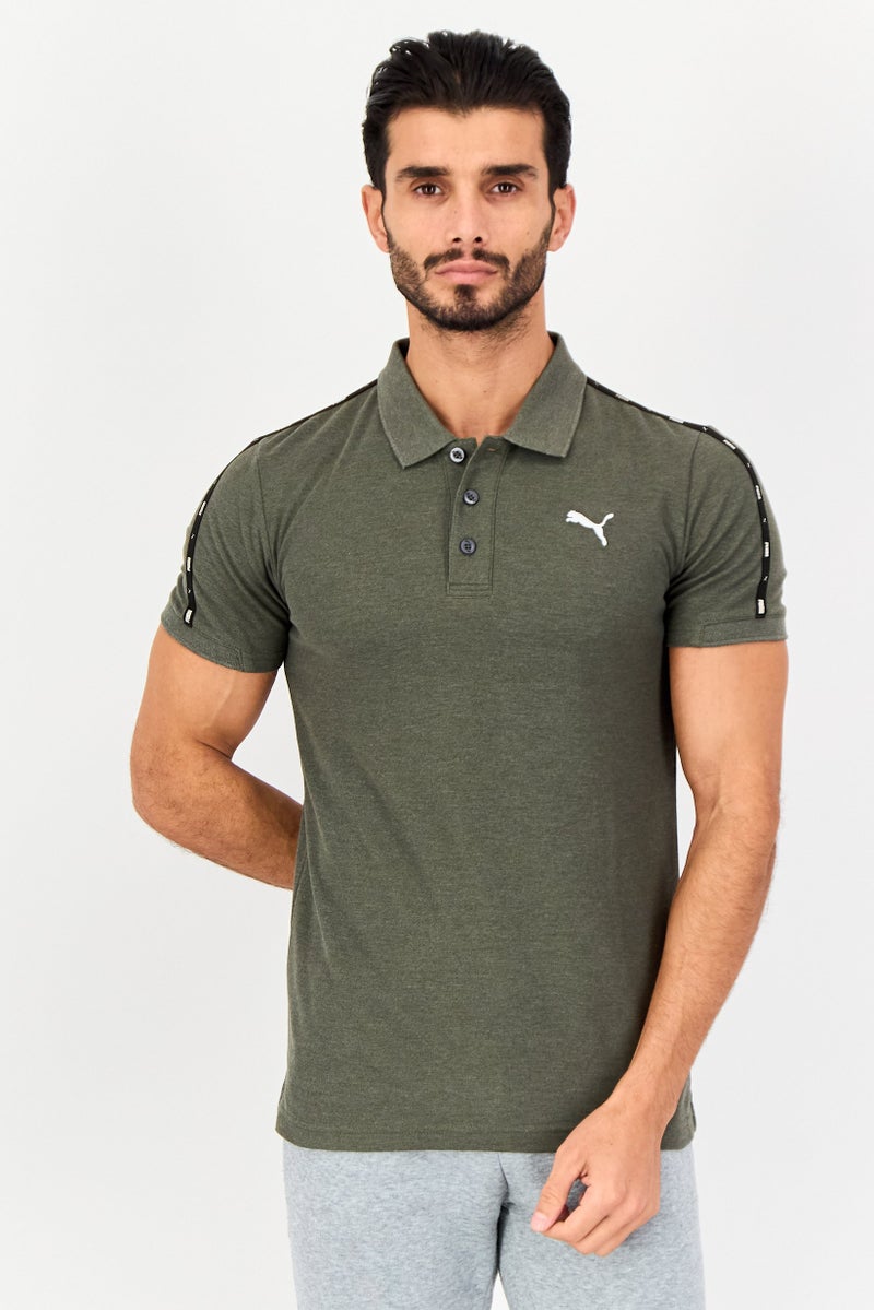 PUMA Men Sportswear Fit Short Sleeve Outdoor Polo Shirt, Dark Olive - Image 1