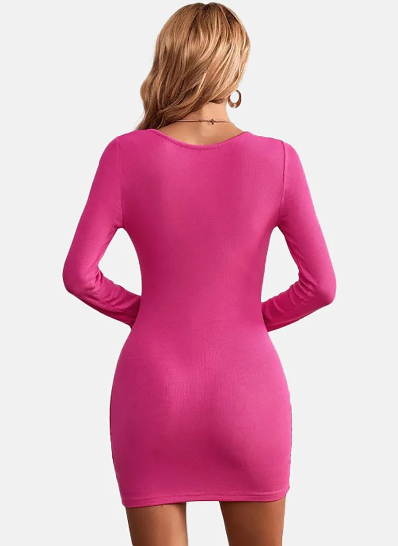 YUNIQEE Ribbed Button-Up Dress