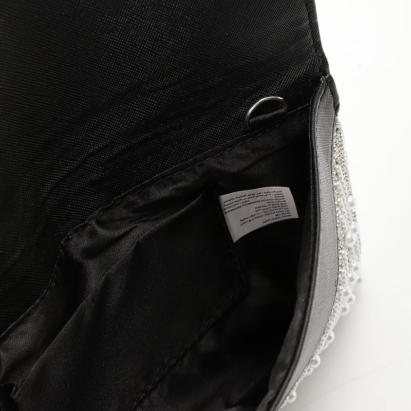 Mr.joe Beaded Pearl Envelope Clutch - Dark Silver - Image 4