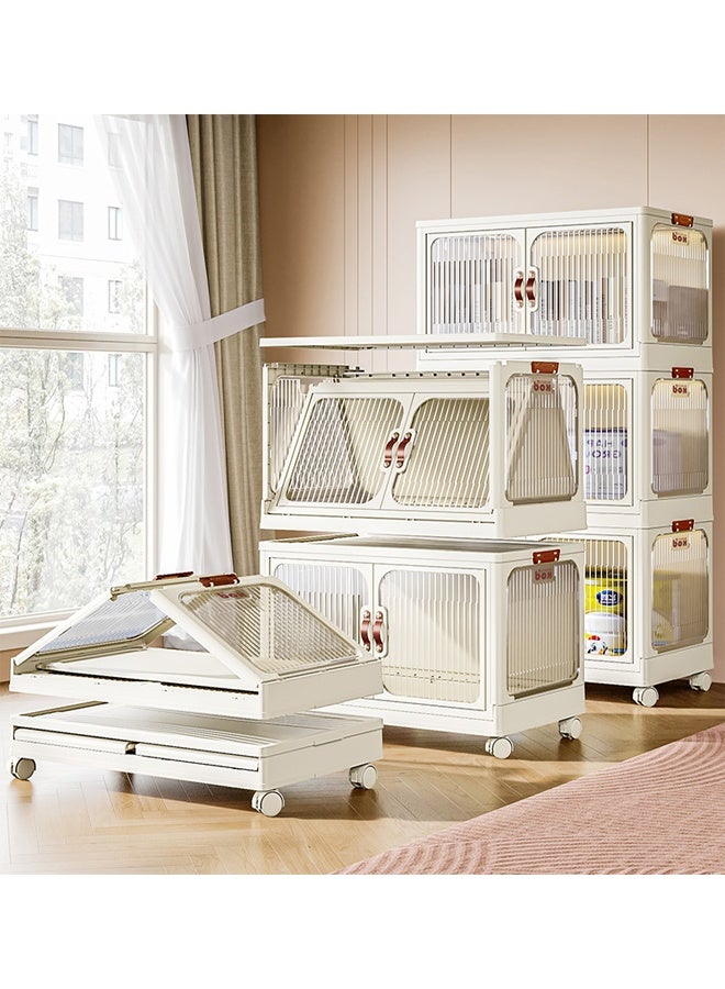 خزانة تخزين بلاستيكية متعددة الطبقات بأبواب مزدوجة، خزانة تنظيم من 5 طبقات، وحدة خزانة ملابس موفرة للمساحة للمنزل والمكتب (53 × 32 × 144 سم) - Image 4