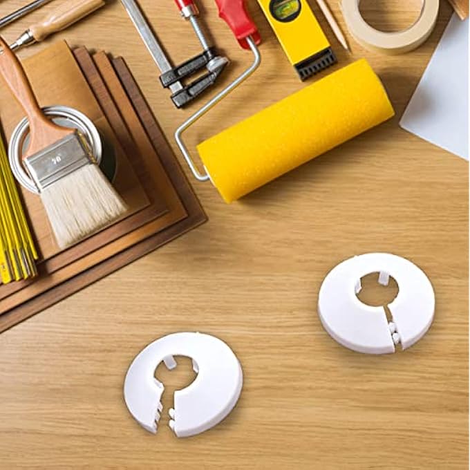 RADIATOR PIPE COLLARS, 2 PCS PLASTIC RADIATOR PIPE COVERS WHITE STRONG 15MM PIPE COLLAR WHITE RADIATOR PIPE COVERS PLASTIC PIPE COVERS 15MM PIPE COVERS SLEEVE FOR 15 MM DIAMETER PIPE - Image 2