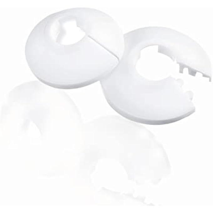 RADIATOR PIPE COLLARS, 2 PCS PLASTIC RADIATOR PIPE COVERS WHITE STRONG 15MM PIPE COLLAR WHITE RADIATOR PIPE COVERS PLASTIC PIPE COVERS 15MM PIPE COVERS SLEEVE FOR 15 MM DIAMETER PIPE - Image 1