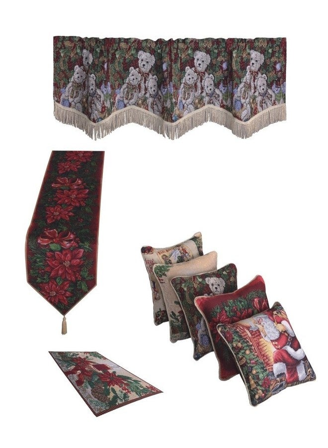 Violet Linen Decorative Christmas Poinsettias Candles Design Tapestry 13" X 19" Placemats - Set of 4 - Image 2