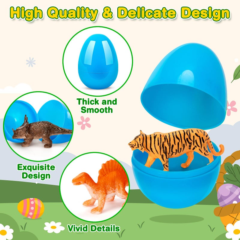 IJIGU 12 Pack Prefilled Easter Eggs with Dinosaur & Animal Figures for Easter Egg Hunt, Easter Eggs Filled for Kids,Basket Stuffers Filler and Classroom Prize Supplies, Party Favors - Image 3