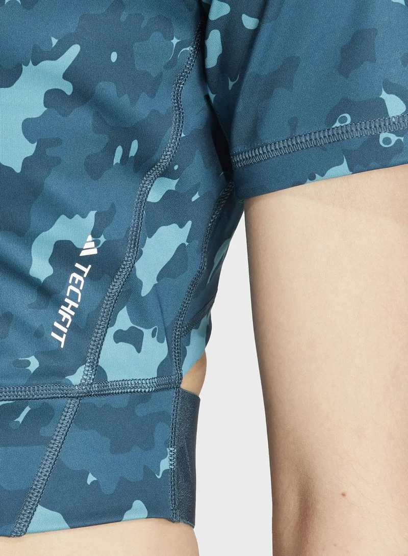 Adidas Techfit Camo Print Crop Training T-Shirt