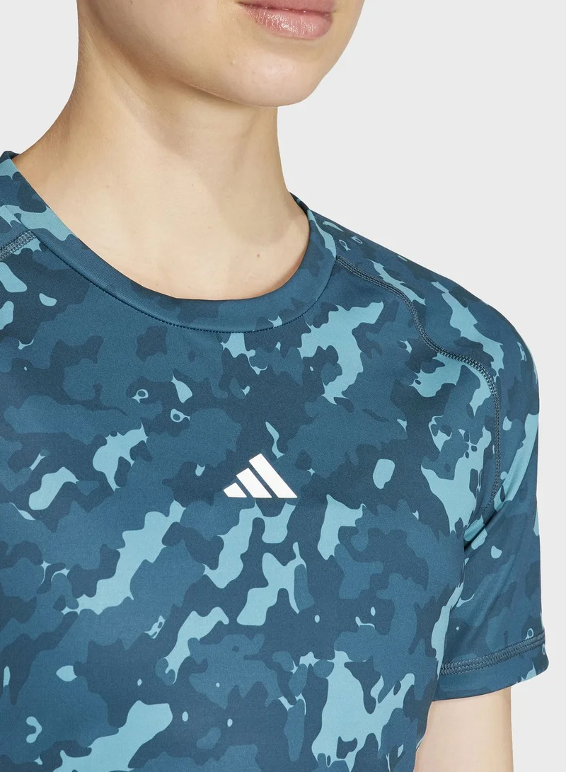 Adidas Techfit Camo Print Crop Training T-Shirt