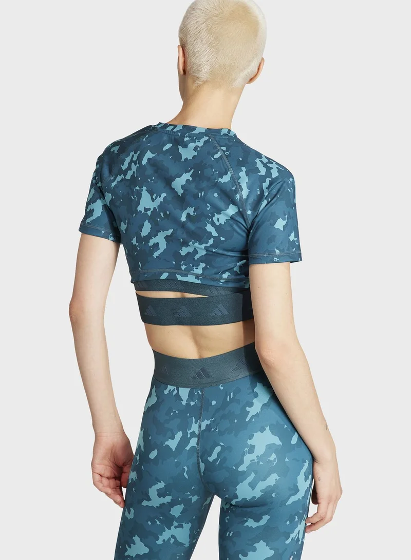 Adidas Techfit Camo Print Crop Training T-Shirt