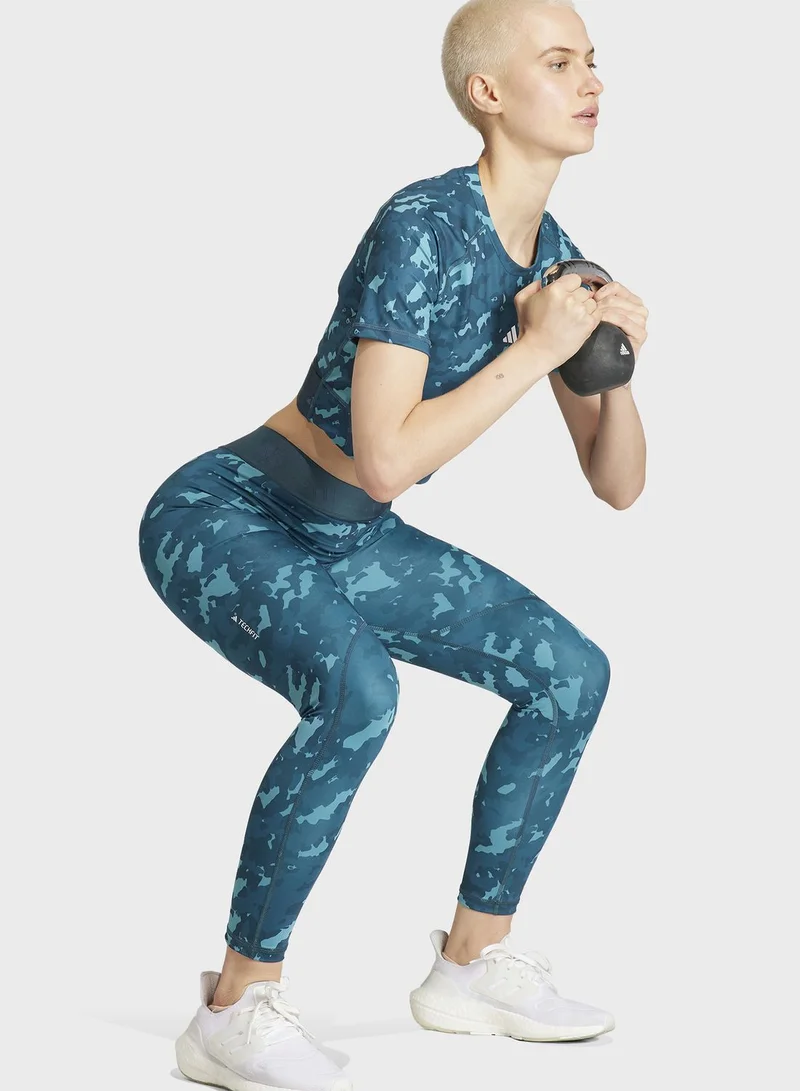 Adidas Techfit Camo Print Crop Training T-Shirt