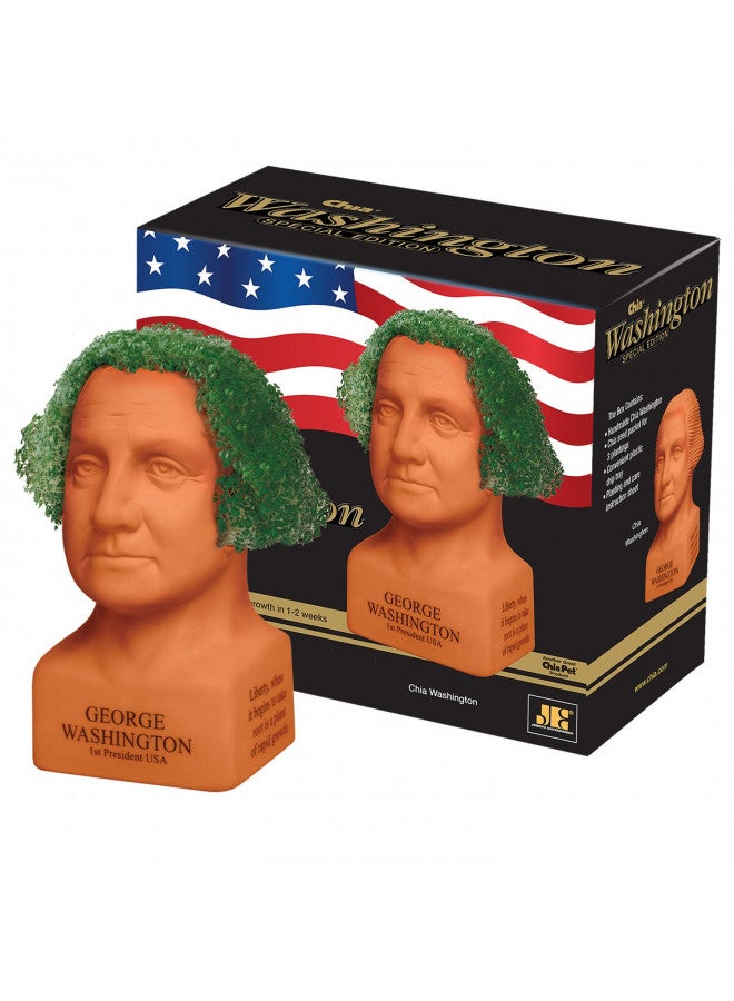 Chia Pet George Washington with Seed Pack, Decorative Pottery Planter, Easy to Do and Fun to Grow, Novelty Gift, Perfect for Any Occasion