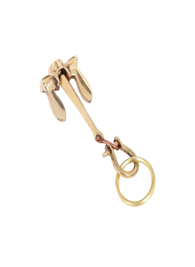 SHREEYAASH Solid Brass Anchor Keychain, Nautical Marine Design, 12 cm, Vintage Gold Finish, Heavy Duty Key Ring - Image 1