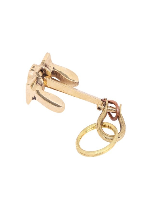 SHREEYAASH Solid Brass Anchor Keychain, Nautical Marine Design, 12 cm, Vintage Gold Finish, Heavy Duty Key Ring - Image 5
