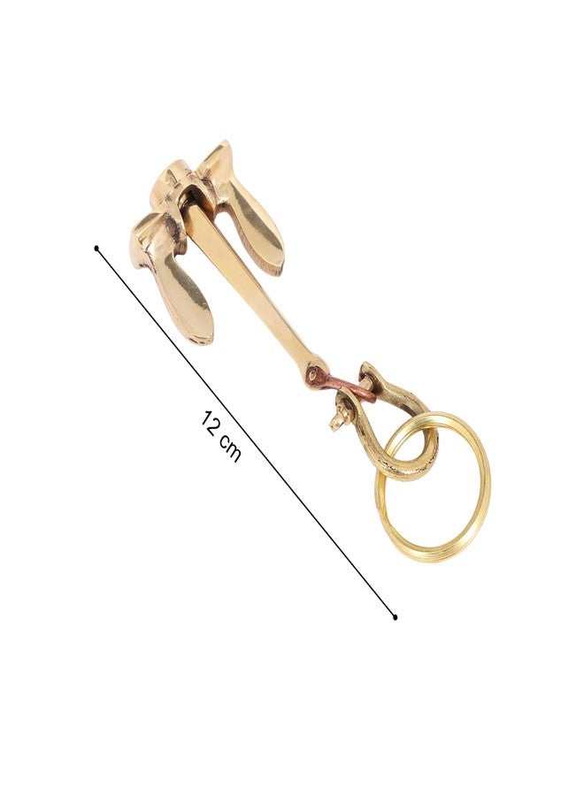 SHREEYAASH Solid Brass Anchor Keychain, Nautical Marine Design, 12 cm, Vintage Gold Finish, Heavy Duty Key Ring - Image 4
