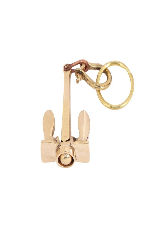 SHREEYAASH Solid Brass Anchor Keychain, Nautical Marine Design, 12 cm, Vintage Gold Finish, Heavy Duty Key Ring - Image 3