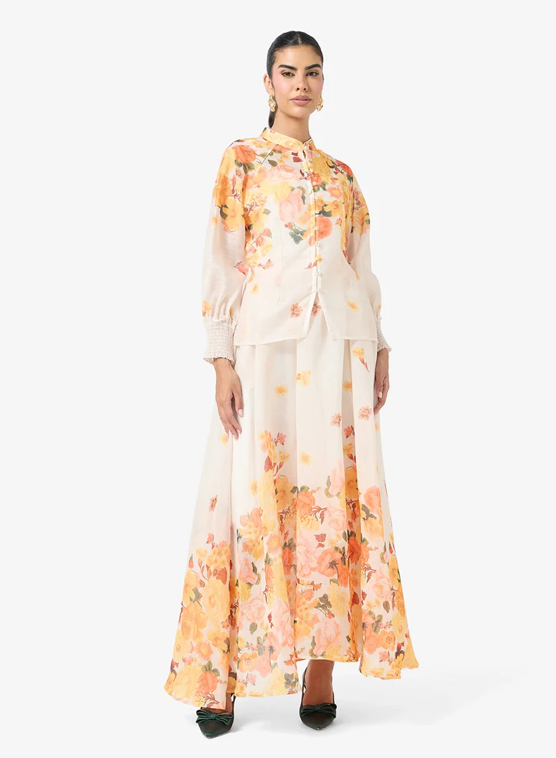 Printed Blouse & Skirt Set