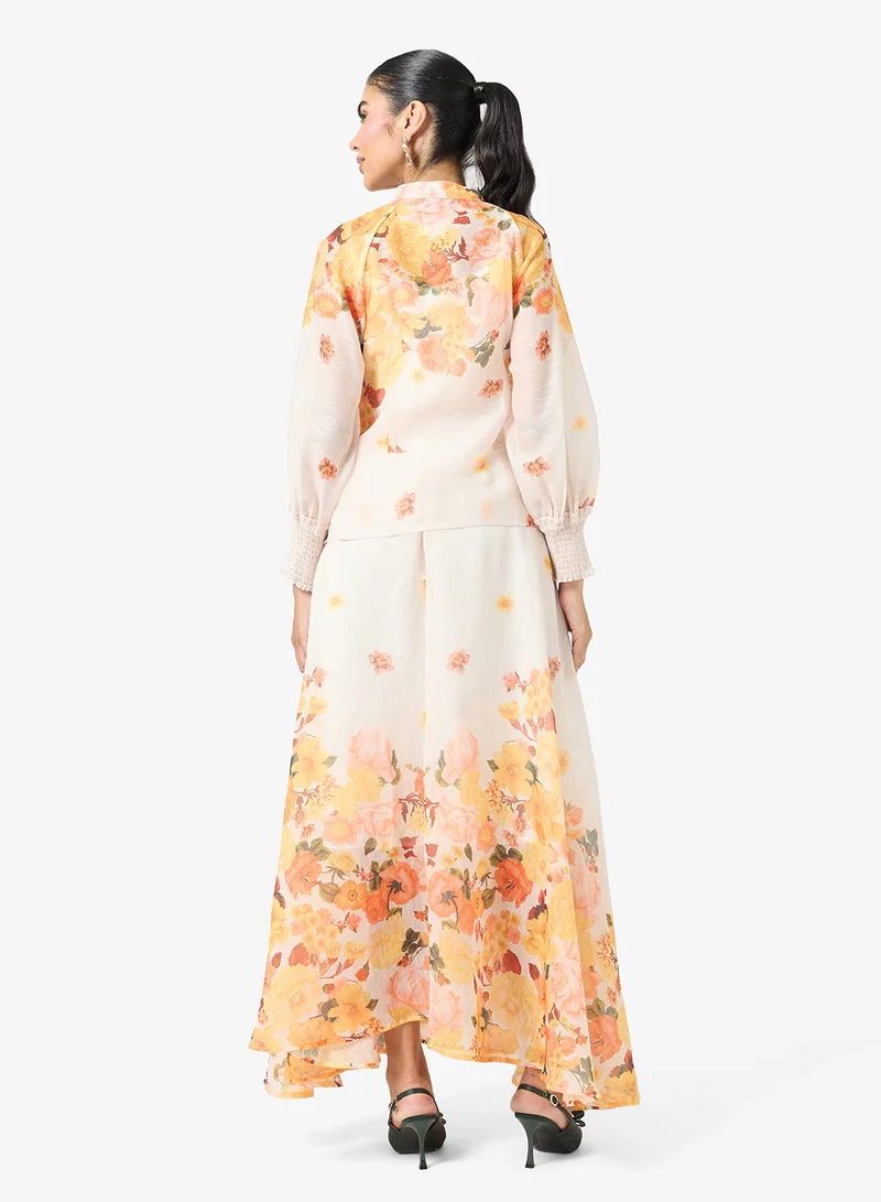 Ella Printed Blouse & Skirt Set