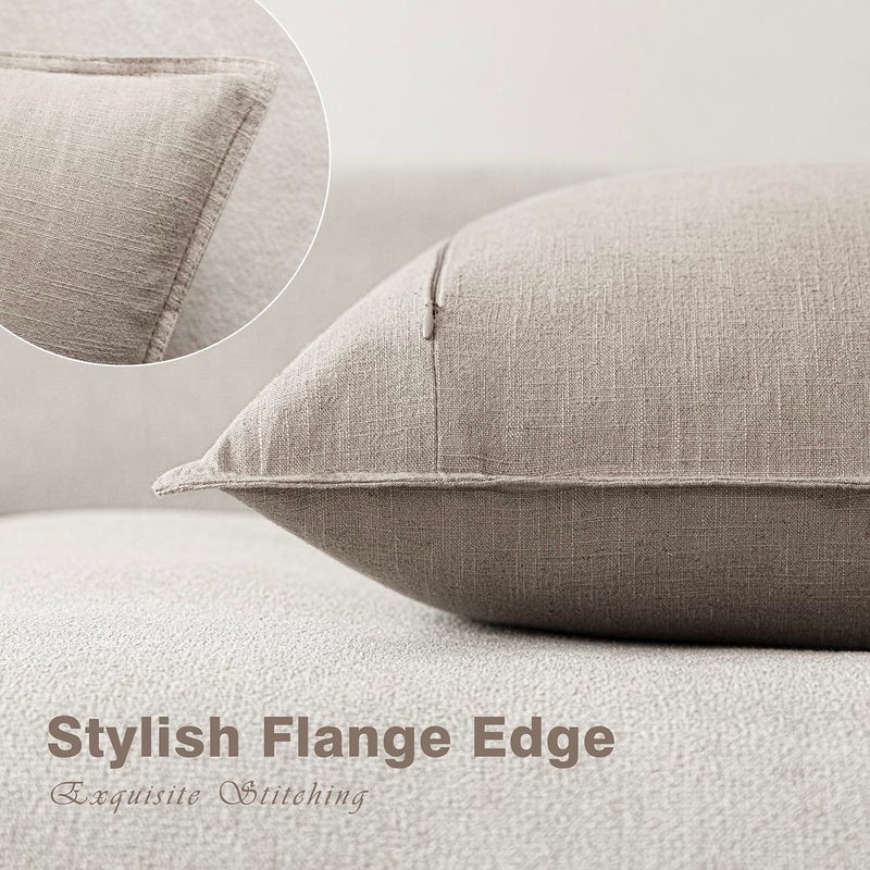 Foindtower مجموعة من 2 أغطية وسائد من الكتان المزخرف، أغطية وسائد ناعمة لهجة أوروبية، غطاء وسادة بوهو مزرعة للكرسي والأريكة وغرفة النوم وغرفة المعيشة وديكور المنزل 20 × 20 بوصة من الكتان الطبيعي - Image 3