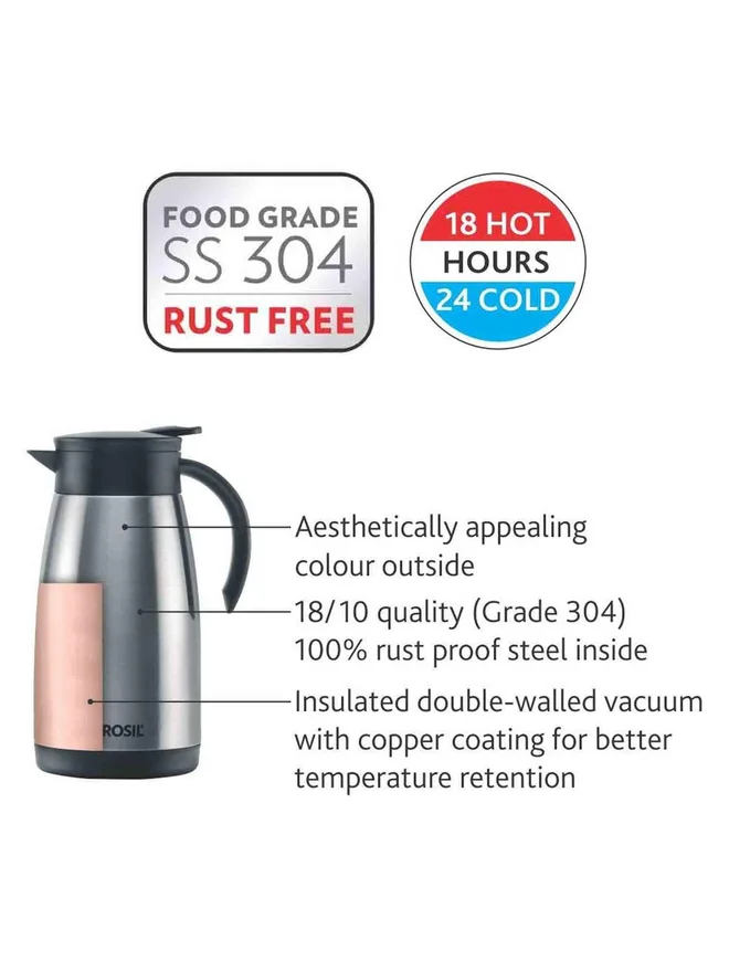 بوروسيل بروسيل إبريق شاي ستانلس ستيل فراغ  لتر