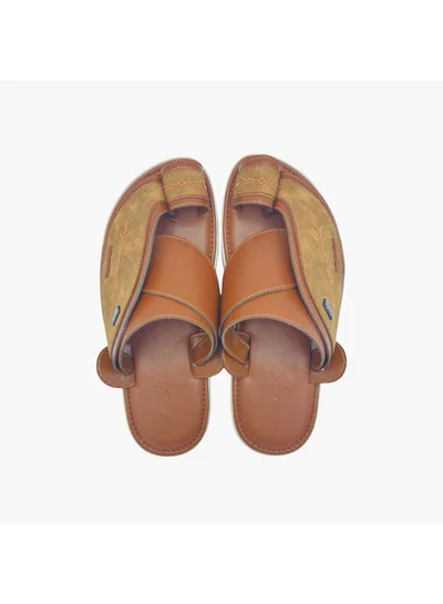 Al Waha Men's Embroidered Slip-On Arabic Sandals with Toe Loop