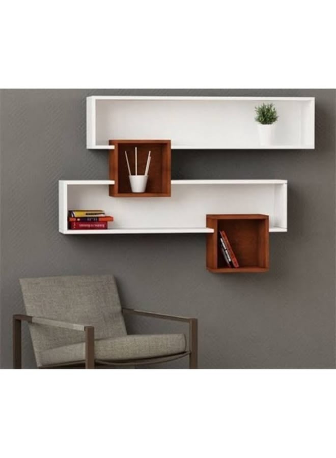 ريترو RA-SI42 وحدة أرفف 80x12x30سم - بني×أبيض - Image 1