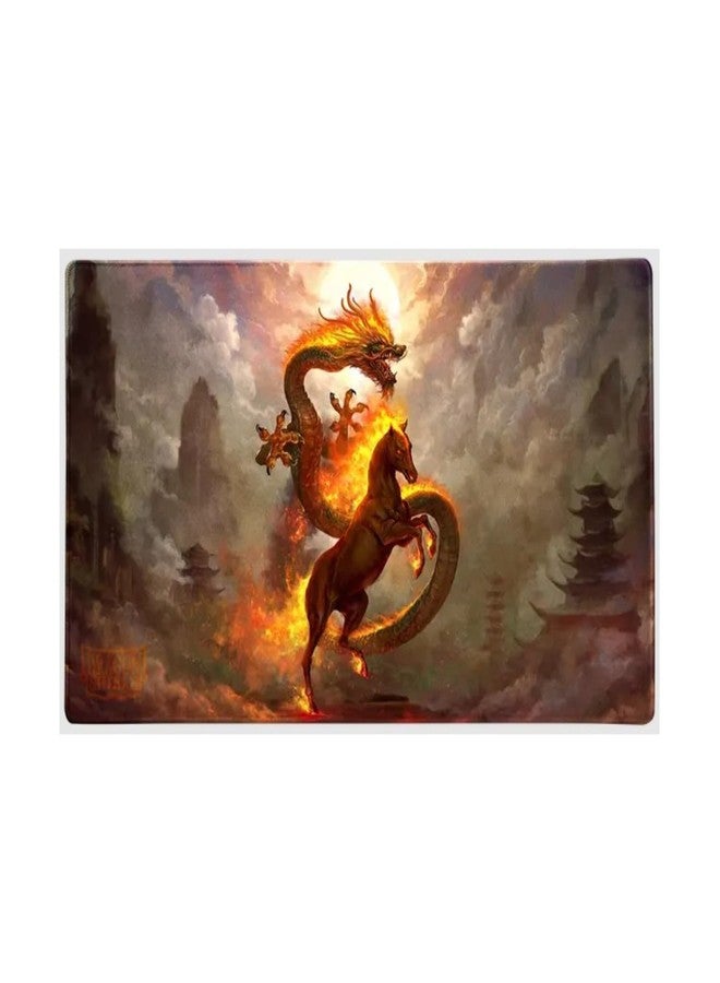 ​Dragon Shield Playmat – Standard Size TCG Playmat with Stitched Edges & Non-Slip Rubber Backing – Included Tube for Transport & Protection | Fire Horse