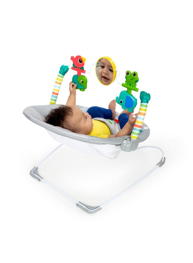 Bright Starts Playful Paradise Comfy Baby Bouncer Seat with Soothing Vibration and Toys, Unisex, 0-6 Months