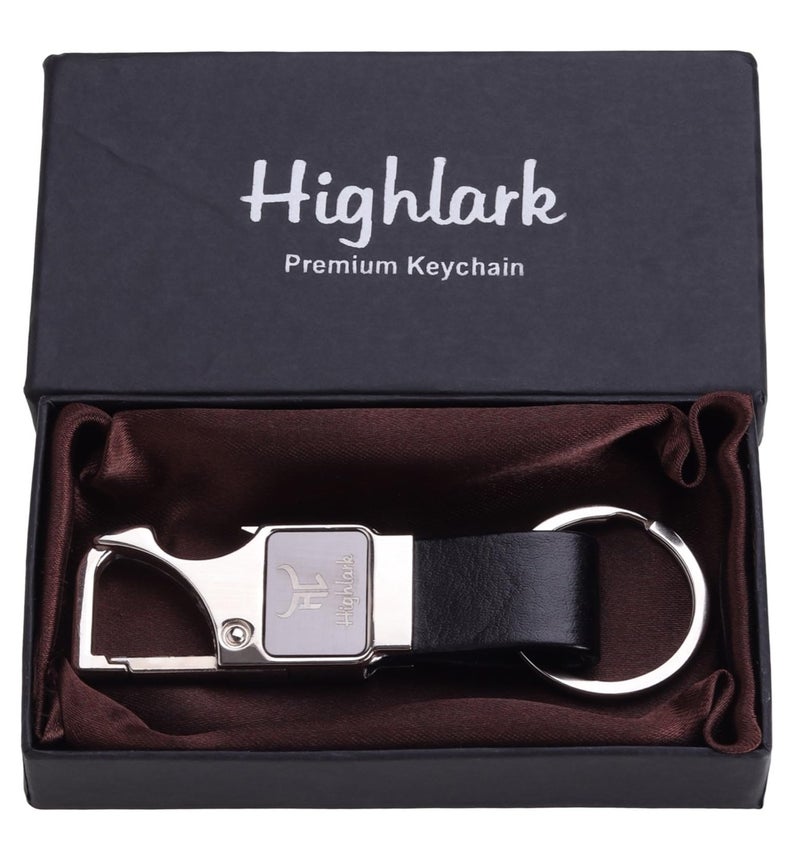 Highlark Luxury Metal & Leather Keychain for Men | Premium Car Key Holder | Stylish & Durable Designer Key Ring - Image 1