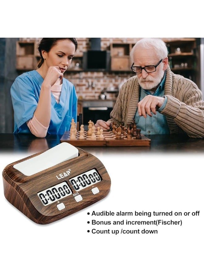 LEAP LEAP Chess Clock Digital Chess Timer Professional for Board Games Timer with Alarm Function Official Store Wood Appearance  - Image 2