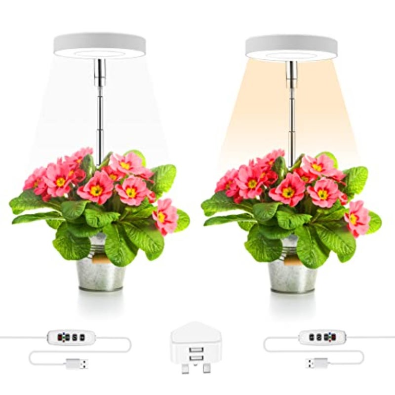 Plant Grow Light Full Spectrum LED Plant Light for Indoor Plants 3 Light Modes, 9 Dimmable Brightness Levels Height Adjustable Growing Lamp with 3/9/12H Timer Ideal for Small Plants Pack of 2 - Image 1