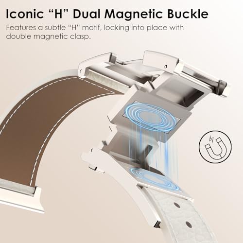 CHANCHY Leather Magnetic Watch Band Compatible with Apple Watch Bands 40mm 38mm 41mm 42mm 44mm 45mm 46mm, Top Grain Leather Dressy Band for Women Men iWatch Ultra SE3 Series 11/10/9/8/7/6/5/4/3/2/1 - Image 3