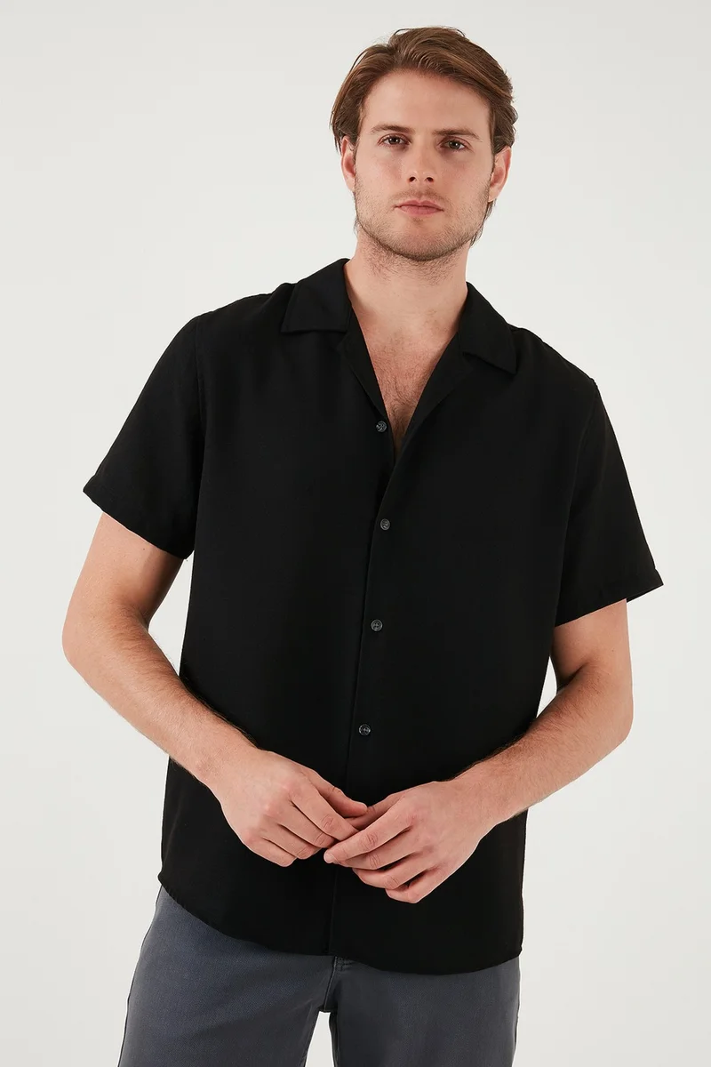 Buratti Linen Look Short Sleeve Open Collar Regular Fit Shirt Men's SHIRT CF23S116775
