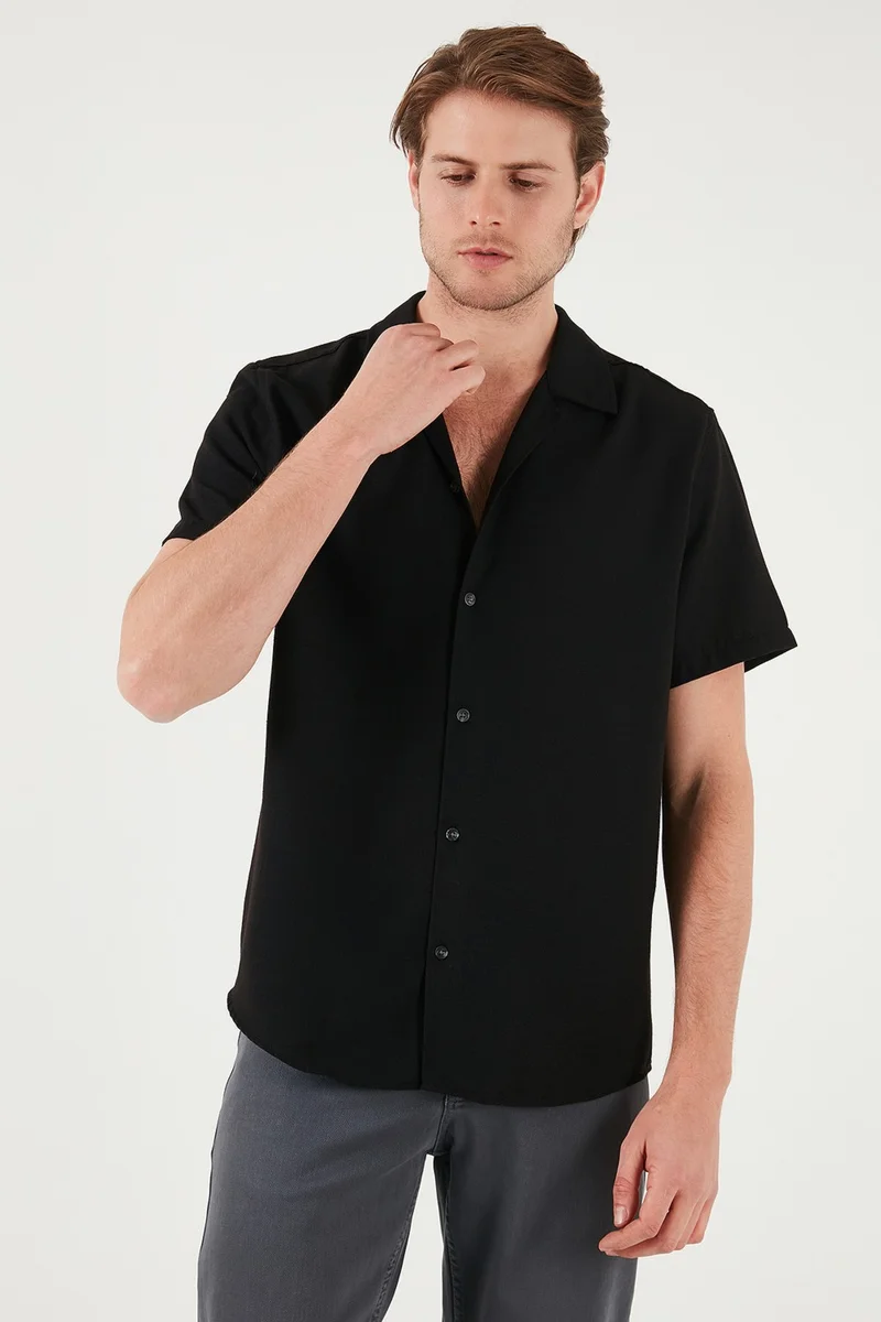 Buratti Linen Look Short Sleeve Open Collar Regular Fit Shirt Men's SHIRT CF23S116775