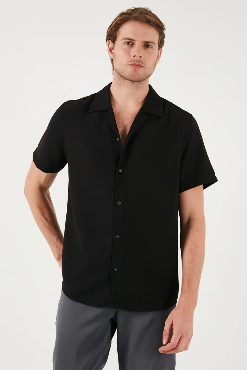 Buratti Linen Look Short Sleeve Open Collar Regular Fit Shirt Men's SHIRT CF23S116775