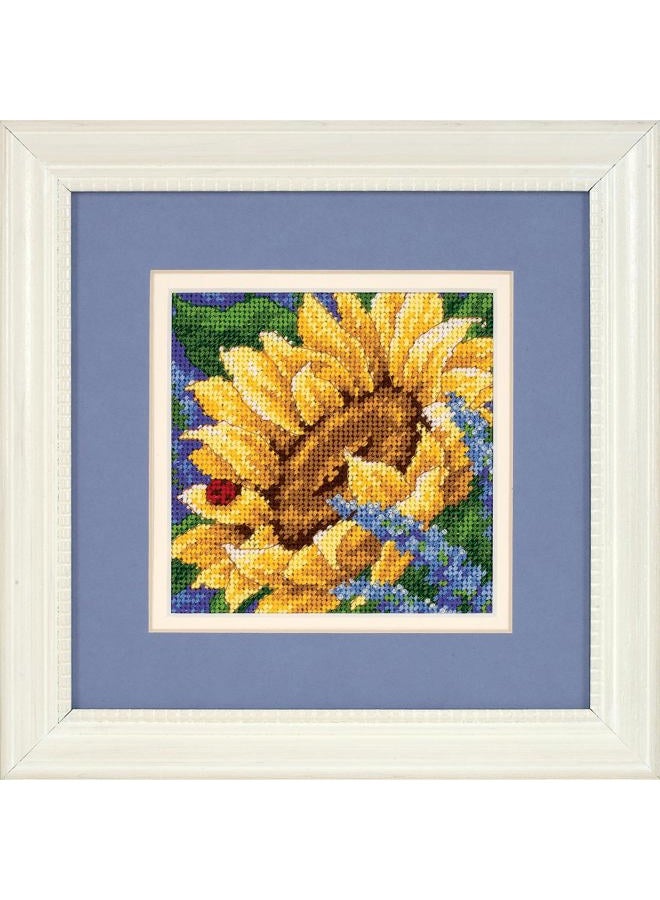 Dimensions Needlepoint Kit, Sunflower and Ladybug Floral Needlepoint, 5" x 5"