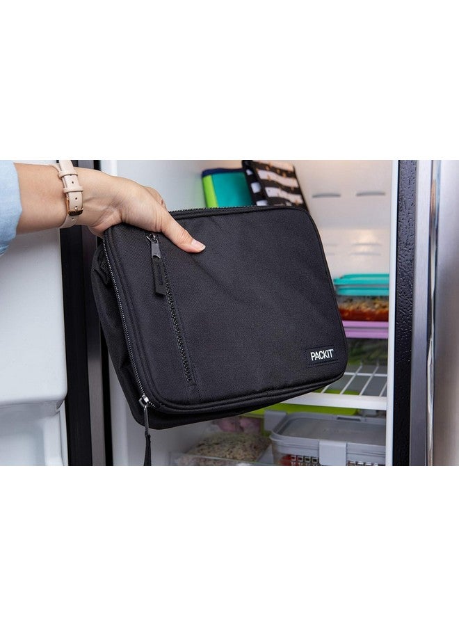 PACKIT PackIt Freezable Classic Lunch Box, Black, Built with EcoFreeze® Technology, Collapsible, Reusable, Zip Closure With Zip Front Pocket and Buckle Handle, Designed for Fresh Lunches  - Image 4