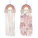 NICROLANDEE Rainbow Tassels Hair Bows Holder Hanging Baby Hair Accessories Storage Bow Organizer Wall Hanger Decor for Baby Girls Wall Hanging Decor for Girls Room Ornament Pink Yellow - Image 2
