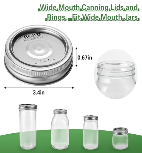 BGKD 48Pcs RustProof Wide Mouth Mason Jar Lids and Rings Canning Lids with Bands Wide Mouth for Ball or Kerr Large Mouth Mason Jars lid - Image 3