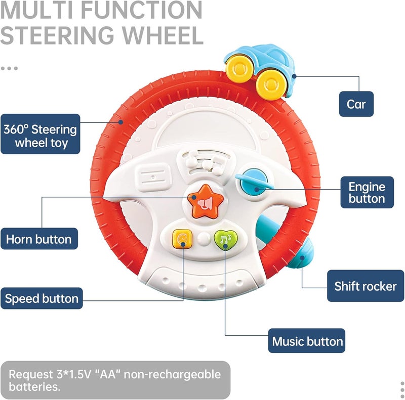 Caterbee Baby car seat toy for long journeys with steering wheel for toddler (Steering Wheel) - Image 2