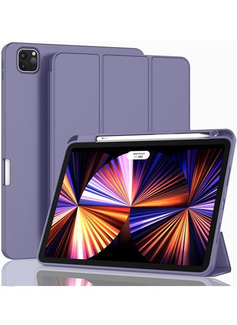 New iPad Pro 12.9 Inch Case 2022, 2021, 2020 6th, 5th, 4th Gen With Pencil Holder Smart iPad Case Support Touch ID and Auto Wake Sleep with Auto 2nd Gen Pencil Charging