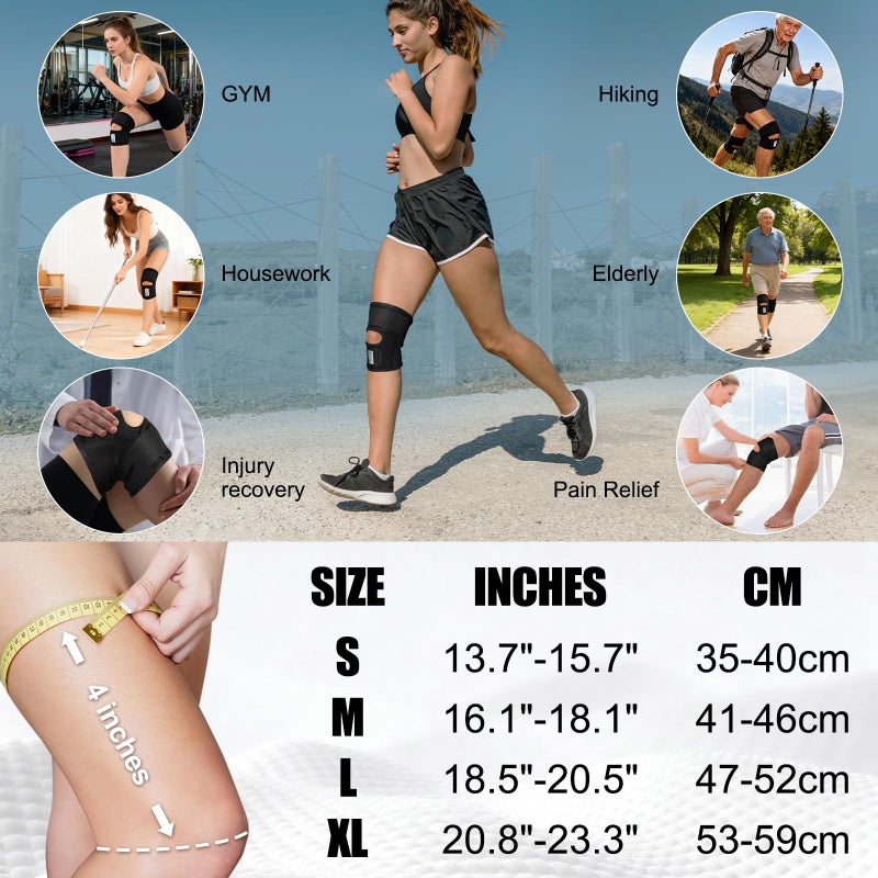 NEENCA Knee Brace for Knee Pain, Compression Knee Support with Air Mesh Fabric, Adjustable Knee Wrap with Side Stabilizers, Ultra-Soft Bandage for Elderly, Meniscus Tear, ACL, Arthritis Relief, Hiking - Image 5