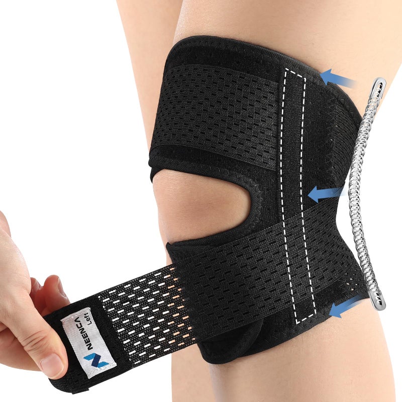 NEENCA Knee Brace for Knee Pain, Compression Knee Support with Air Mesh Fabric, Adjustable Knee Wrap with Side Stabilizers, Ultra-Soft Bandage for Elderly, Meniscus Tear, ACL, Arthritis Relief, Hiking - Image 1